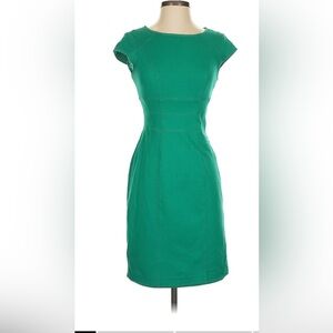White House Black Market Emerald Green Sheath Dress Cap Sleeves St.  Patty’s Day